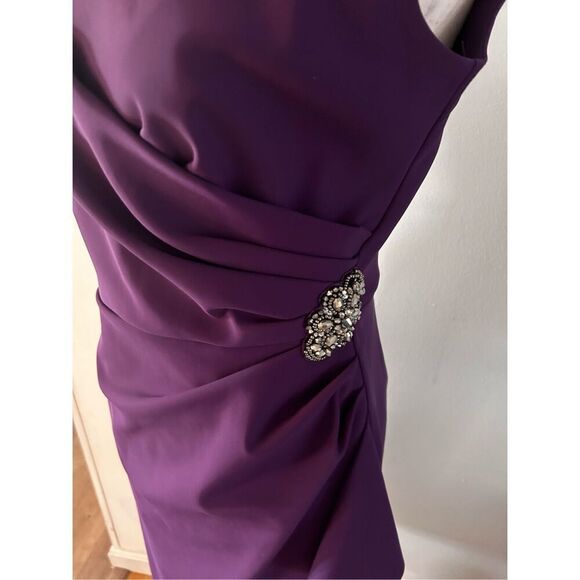Alex evenings purple plum color dress wedding guest fancy bridesmaid size 6 - Picture 2 of 5